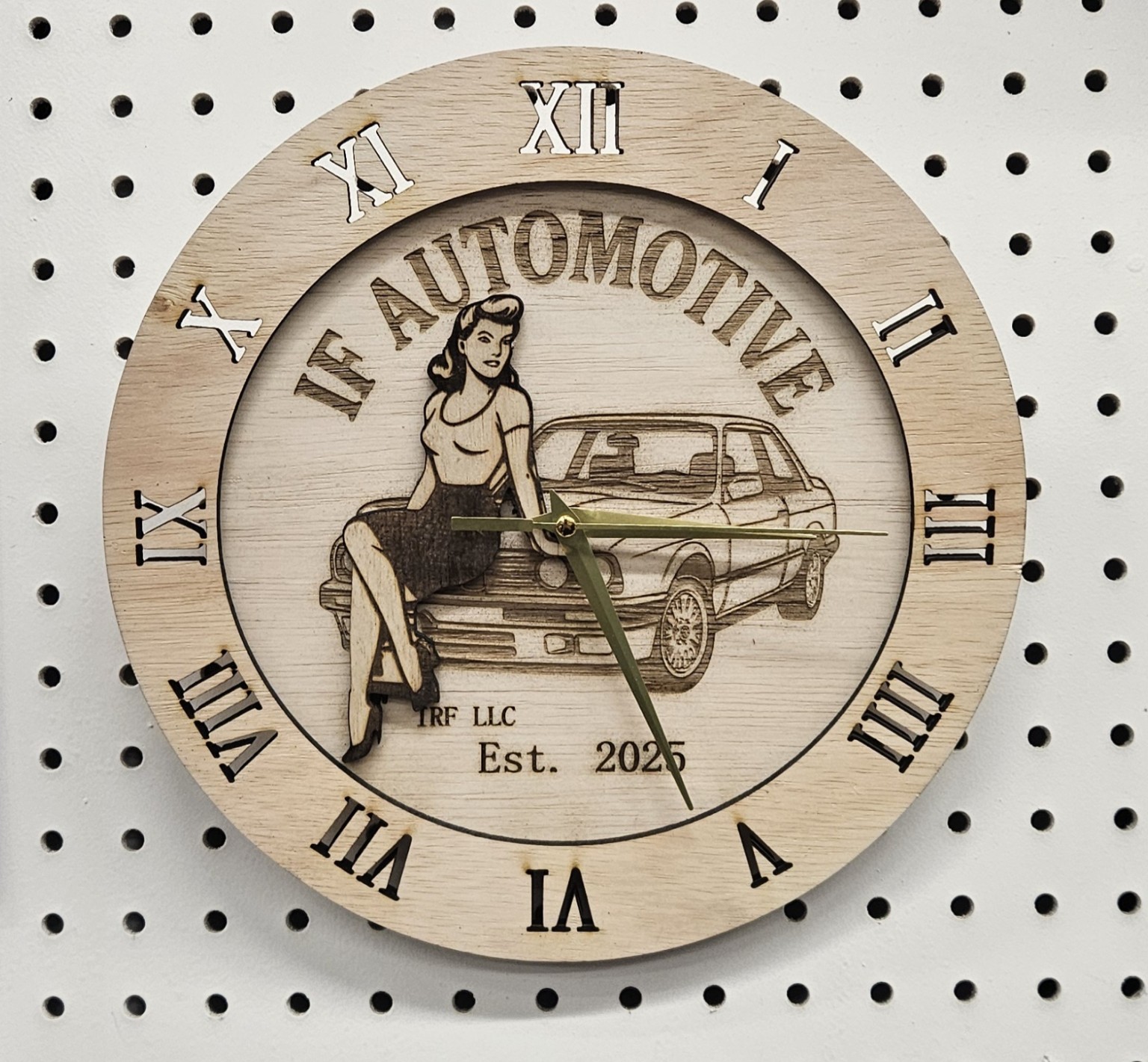 Custom layered automotive wall clock