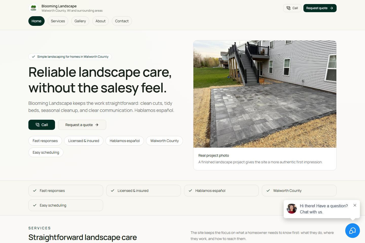 Blooming Landscape website home page